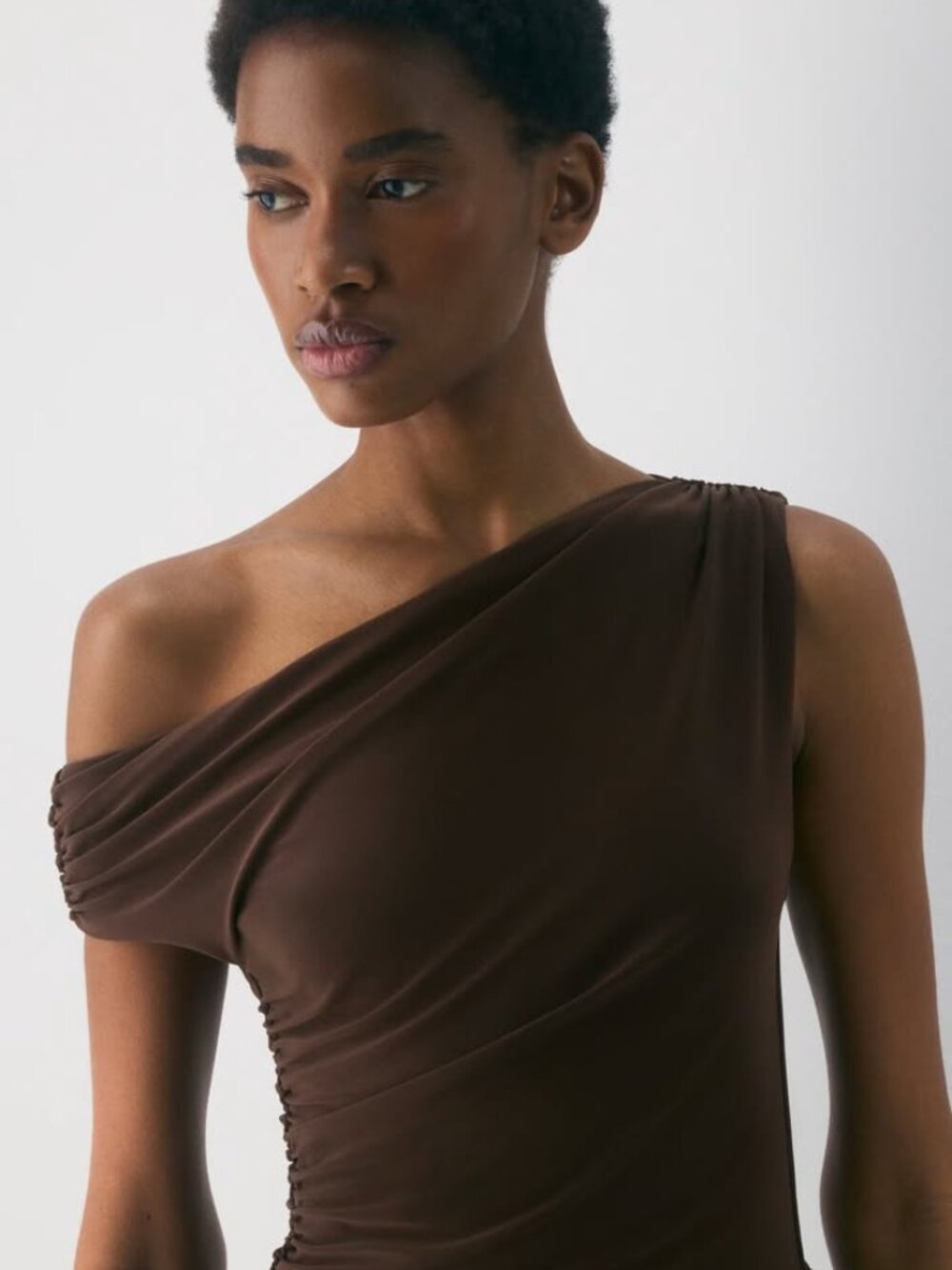 Babaton Aritzia Black Asymmetrical Shoulder Top